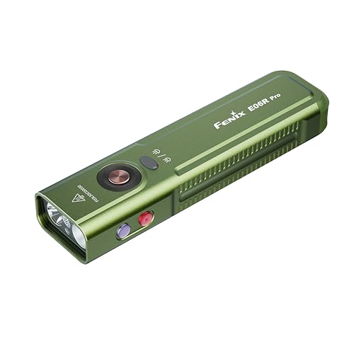 Fenix E06R Pro Green EDC rechargeable | 1600 lumens | 160 m | 111 heures maximum | Faisceaux Spot & Flood double, UV 365 nm + pointeur rouge, anneau lumineux multicolore | IP66