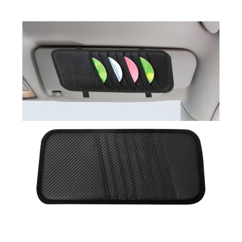 Ywdiml Car Sun Visor CD Case Holder, Carbon Fiber 8-Capacity DVD Disc Vehicle Visor Storage Organizer, Automotive Interior CD Disc Case Holder Pocket, Universal for SUV Sedan Truck