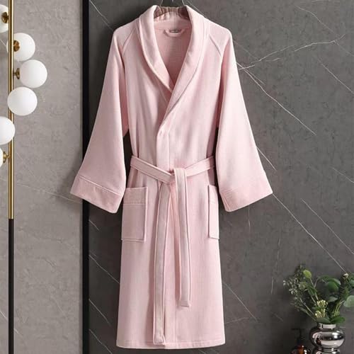 100% Cotton Luxury Terry Robes,Soft & Fleece Long Bath Robe,spa Hotel Robe for Men and Women(Pink,X-Large)2