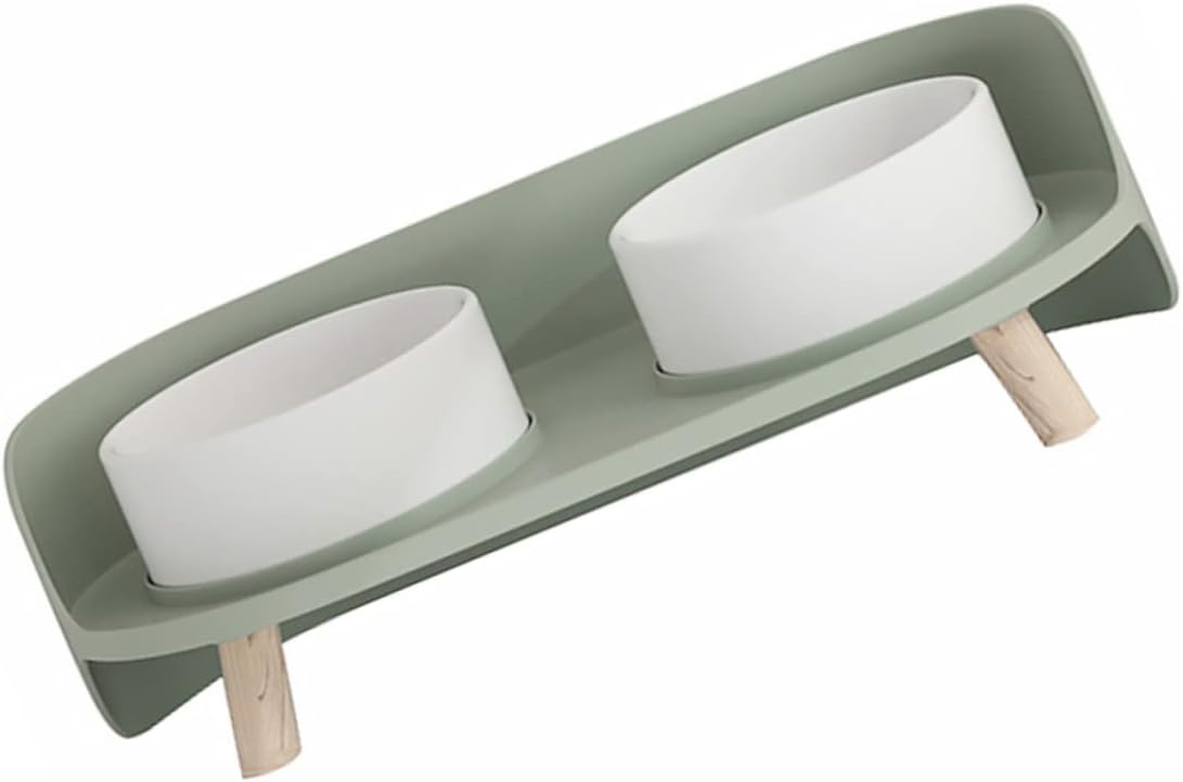 HANABASS Dual-Food Ceramic Cat Bowl Sturdy Base Easy-Clean High-Foot Pet Feeder Pet Bowl for Cats