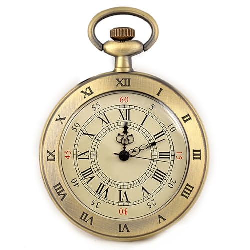 Image of Vintage Pocket Watches for Men with Chains, Analog Pocketwatch for Women Roman No. Gifts for Dad /Grandpa Gifts for Him for Birthday