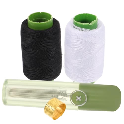 OSALADI 1Set Hand Sewing Needle Transparent Needle Tube with Safety Sewing Needles Thimbles and Thread Loops for Daily Use and Crafting