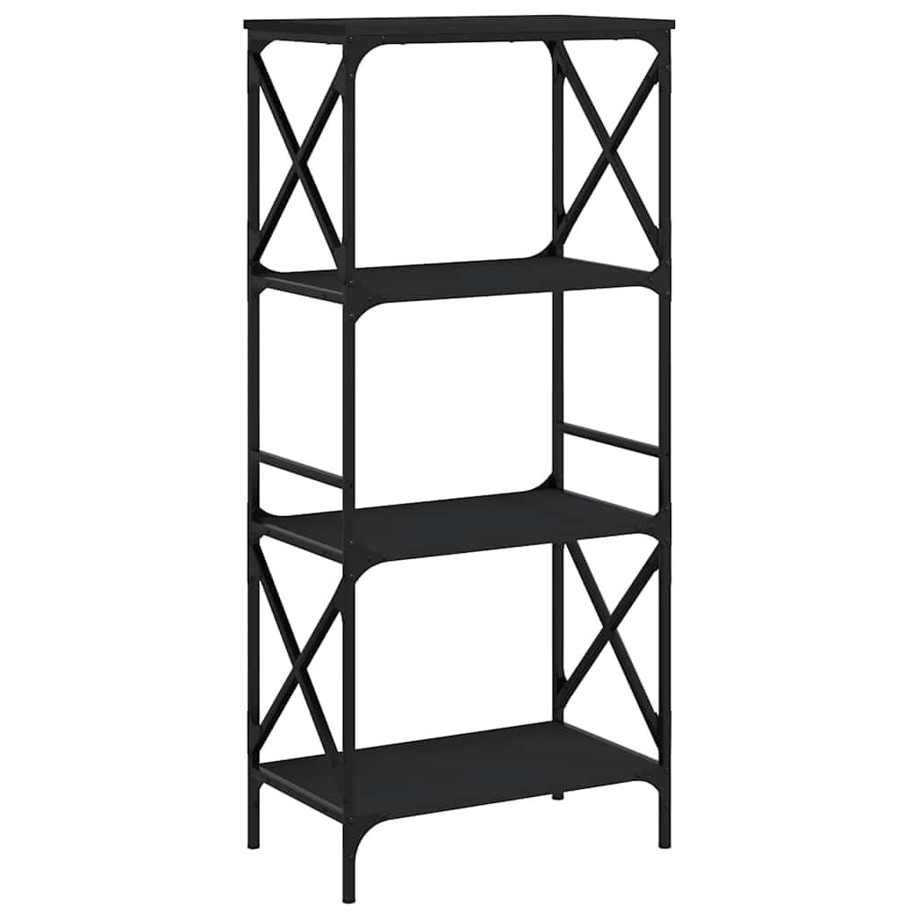 Libreria a 4 Ripiani Nera 59x35x132 cm Scaffale Industriale | Scaffale salvaspazio con struttura in metallo per soggiorno e studio. Design stabile e facile da pulire.