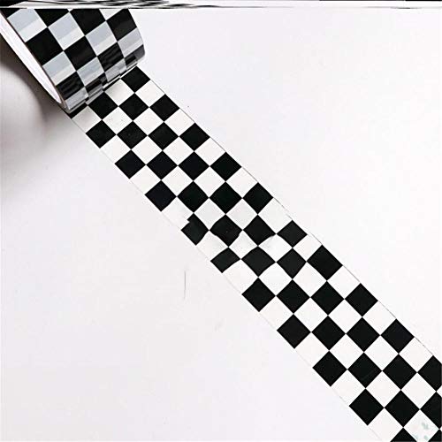 Frise murale autocollante en PVC Frise Murale Adhesive Frise Adhesive 3d Bordure imperméable pour salle de bain, cuisine, salon,chambre à coucher Damier noir4.8 X 1500CM