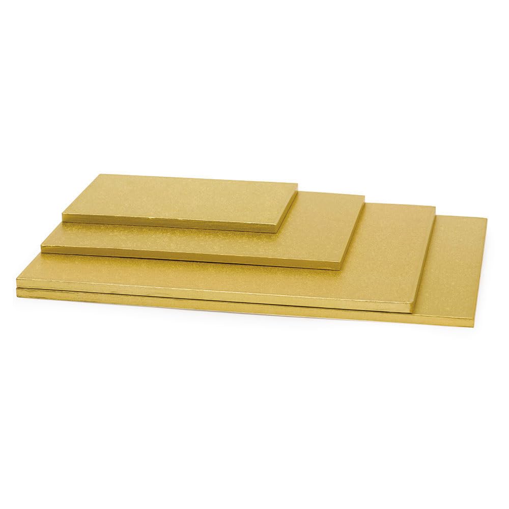 Decora Dessous De Gâteau Rigide Rectangulaire Or 60x40 Cm - Base Carton Double Paroi