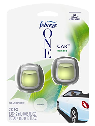Image of Febreze Car Vent Clip Air Freshener, Odor Eliminator for Up to 30 Days Freshness, 2 Clips (One Car Bamboo)