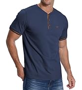 KUYIGO Men's Henley Shirts Short Sleeve Casual Button Cotton Embroidery Fashion Lightweight T-Shi...