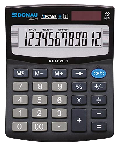DONAU TECH Tischrechner 12-stellig - Silber Mit Wurzelfunktion & Solar