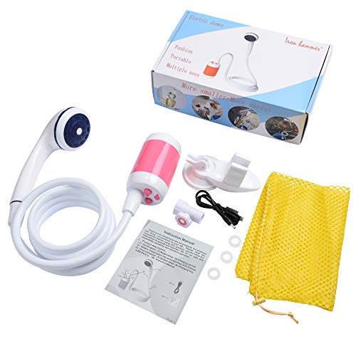Iron Hammer Portable Shower Camp Shower Rechargeable Shower High Capacity 4800mAh Camping Shower Pet Shower(Pink)