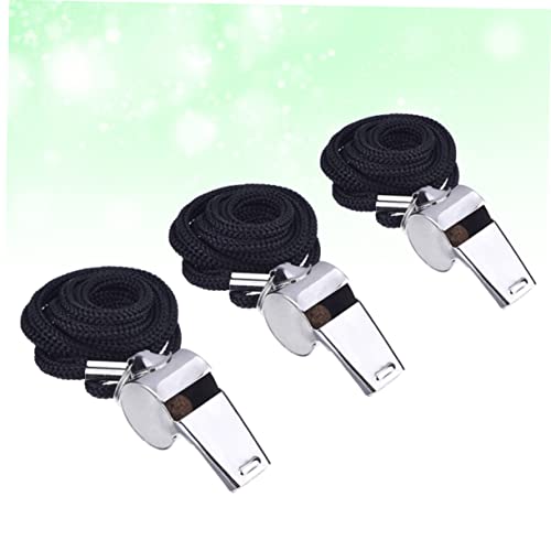 3 silbatos de acero inoxidable GANAZONO con cuerda negra miniatura 7