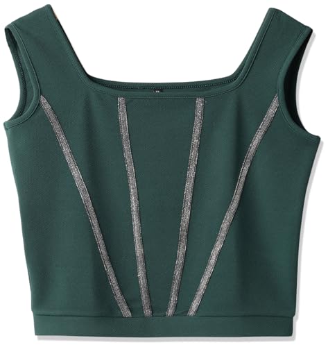 Image of PRETTIFY Dark Green Cotton Blend Sleeveless Women's Top