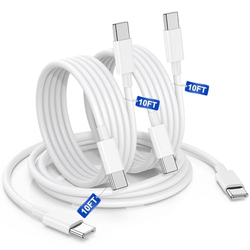 USBC to USBC Cable for iPhone 17 16 15 10FT 3Pack 60W Long Charger Cord Type C Fast Charging for iPhone 17 Air/16e/17/16/15(Pro Max Pro Plus) iPad Samsung Galaxy S25 S24 S23 S22 Ultra Android Phone