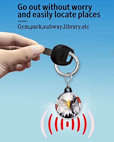 Image of ZEKICE AirTag Holder with Anti-Scratch Protective Cover,Securely Attach to Your Keys,Bag or Pet Collar(American Flag Bald Eagle)