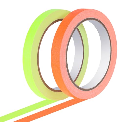 Image of Fluorescent Spike Tape-1 /2 inch x 11 Yards,Spike Tape Set,2 Bright Colors,Multipurpose Neon Gaffer Tape Stage Marking, Party and Art Crafts DIY Projects(Yellow + Orange)