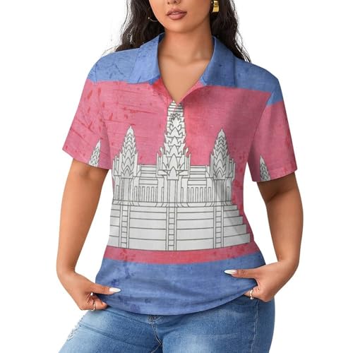 Polo de Camboya para mujer de manga corta y estilo vintage casual