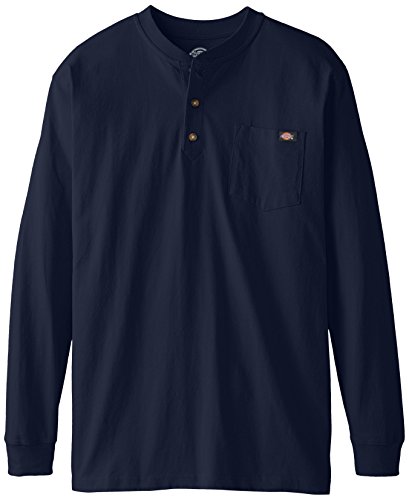 Dickies Men's Long Sleeve Heavyweight Henley, Dark Navy, 3X