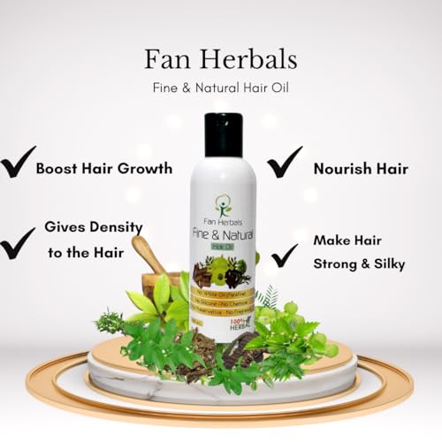 Image of Fine & Natural Hair Oil | Fan Herbals Ayurvedic Hair Oil - Advanced Herbal Repair Blend - Reduces Hair Fall & Premature Greying | Deeply Nourishes Scalp for Strong, Silky Hair | Boosts Hair Growth & Restores Natural Shine | 100ml