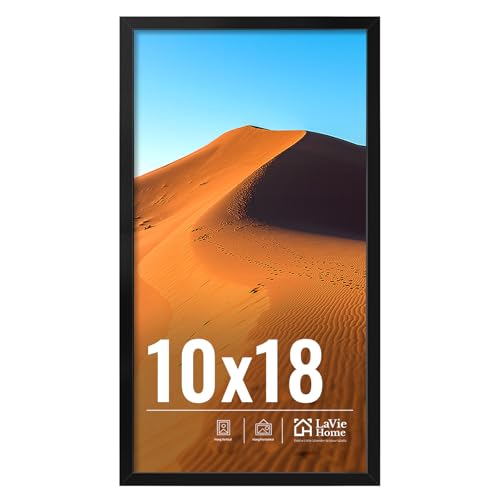 Image of LaVie Home 10x18 Picture Frame for Wall Display, 10x18 Black Picture Frame with HD Plexiglas, 10 x 18 Poster Frame 1 Pack, Display Frame for Vertical or Horizontal, Classic Collection