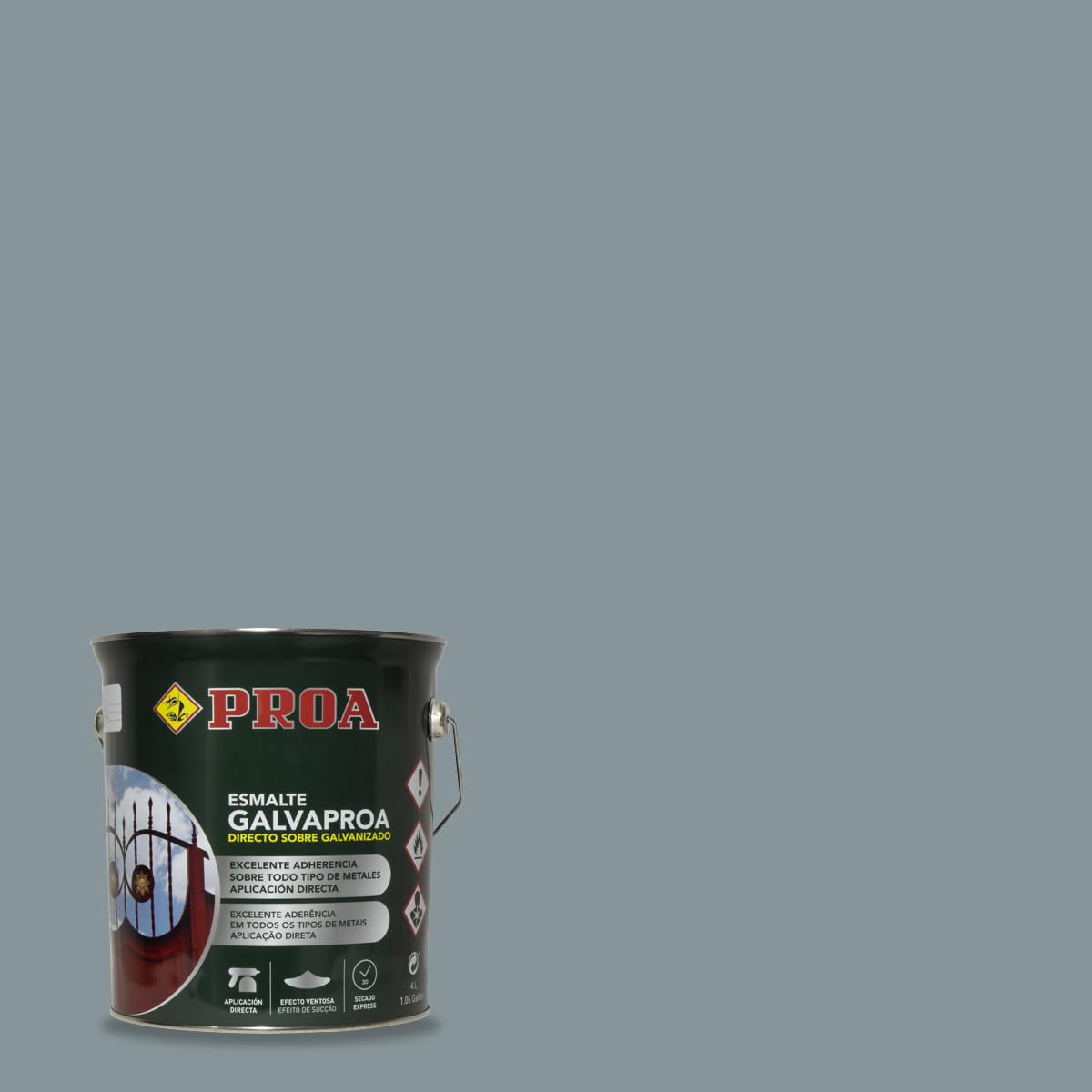Esmalte directo sobre galvanizado Galvaproa. Gris Medio RAL 7042. 750 ML. Pintar galvanizado sin necesidad de imprimación.