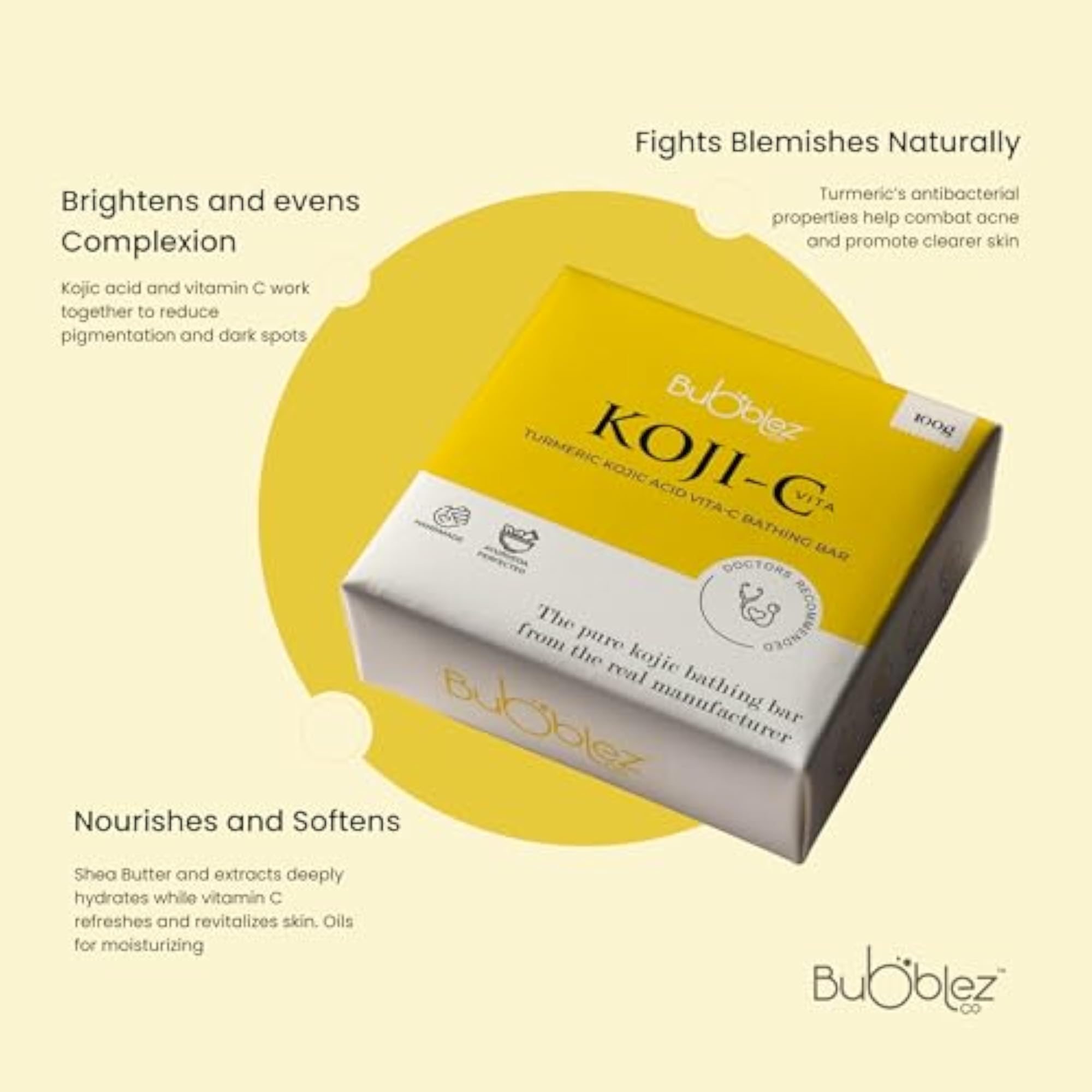 Kojic Acid 2% Soap with Vitamin C & Turmeric, Brightening