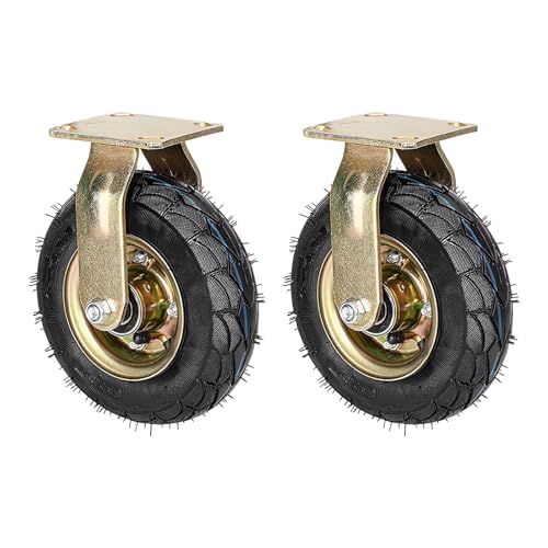 CynanzAnSial 産業用キャスター 静音 車輪 取替えキャスター ホイール 2個セット 自在交換ホイール 輪直径Φ20cm 25cm 空気入りゴム車輪 重荷重用型 高耐久性 衝撃吸収 傷つけにくい ボールベアリング入 トロリー 台車 手押し車 汎用