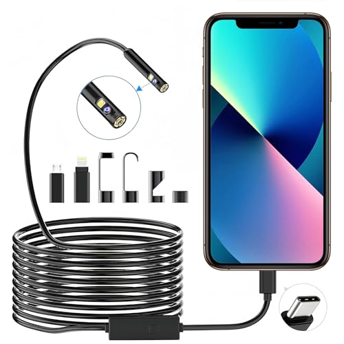 Endoskop Für Smartphone – 1920P HD, Wasserdicht, 5 M Kabel, Mit Adapter & Haken | Für Rohre, Autos, Inspektionen
