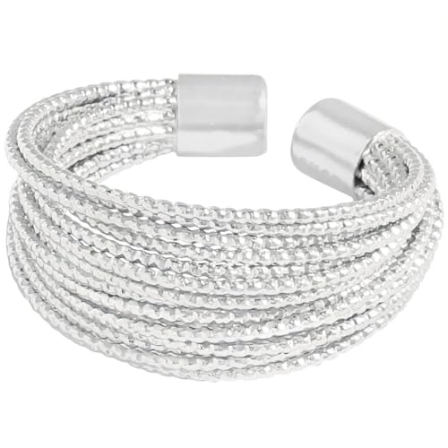 Bague en argent 925 ajustable anneau large enroulé pour femme NicoWerk
