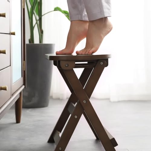 Vlush-Solid-Wood-Folding-Stool-Rubberwood-Portable-Chair-with-Handle-Sturdy-Semi-Circular-Folding-Stool-Chair-for-Dorm-Room-Living-Room-Kitchen-Bedroom-Dresser-and-Outdoor-Dining-Fishing-Brown