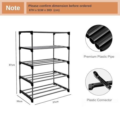 Image of Tier Multipurpose Plastic Rack for Home Kitchen Bathroom & Office Modular Shoe Organizer Storage Shelf Detachable Stackable Design Stand for Clothes, Books, Toiletries & Essentials (5 Layer)