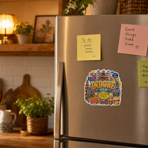 Image of Zesta Wooden Fridge Magnets Set | Refrigerator Decor Magnets for Kitchen | India Souvenir Fridge Magnet Collection | Wooden Magnet for Fridge Door Decoration (Indore)