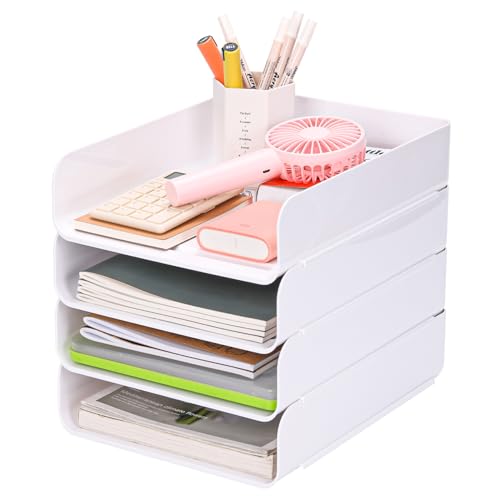 CiWiVOKi Set of 4 Office Organization and Storage, Clear PET