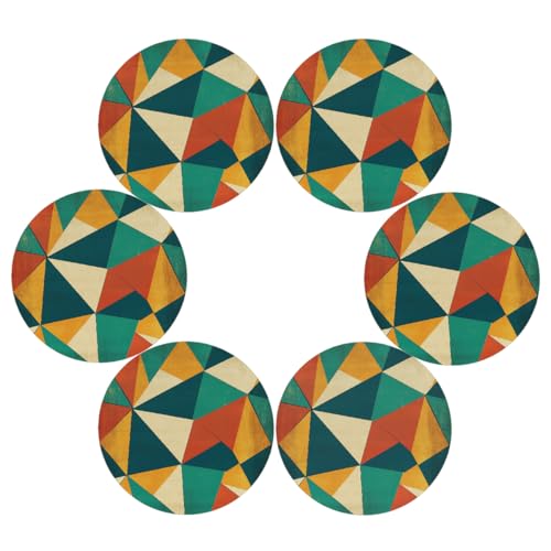 Mexpekil Juego de 6 manteles individuales redondos geométricos coloridos resistentes al calor, decoración moderna para comedor, cocina, boda, fiesta (39 cm)