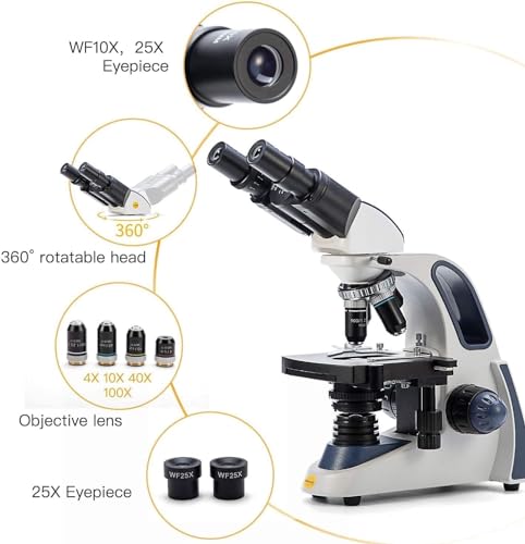 Image of SWIFT SW380B Binocular Compound Microscope,40X-2500X with 2.0MP Camera,100pcs Microscope Slides,Microscope Kit for Students School Lab