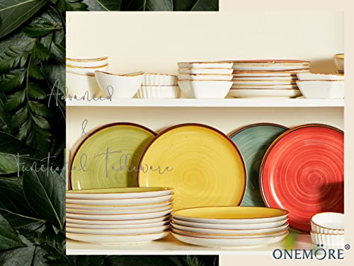 Image of ONEMORE Porcelain Plates Set 10.5 inch Large Dinner Plates for Salad Dessert Ceramic Serving Plate Set of 4, Microwave and Dishwasher Safe