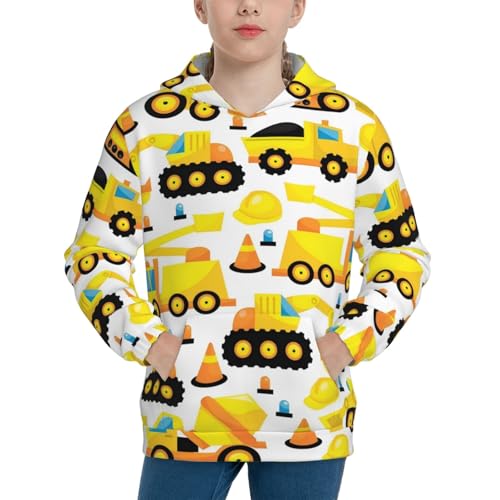 Construction Machinery Truck Hoodie Youth Hooded Sweatshirt 3D Digital Printed With Pockets Tops3