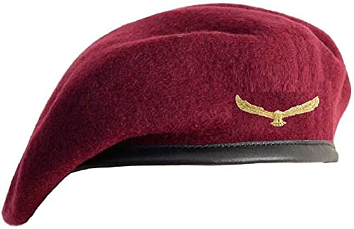 WAN-SUKH Army Style Cap, Rajputana Cap, Classic European Hat, Woolen Beret Cap, Che Guevara Cap Maroon Eagle