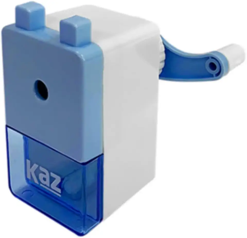 Apontador Manual De Mesa Com Manivela E Coletor Kaz Cor Azul