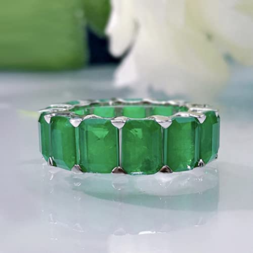 Bague émeraude anneaux argent 925 femmes bijoux mariage carré scintillant