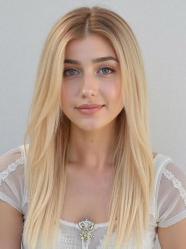 Image of 13 * 4 HD Glueless Human Hair Ombre Light Blonde Lace Front Wigs for White Women Straight Wig Pre Plucked 180% Density Transparent (20inch)