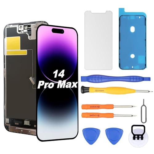 NB+ Ersatzdisplay für iPhone 14 Pro Max LCD Retina Full HD Display Digitizer mit vollständigem Reparaturwerkzeug-Set Bildschirmschutzfolie wasserdichtem Klebeband