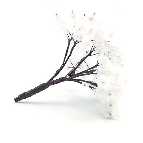 ANCLLO   25 piezas de árboles modelo, trenes, paisaje, 6,5 cm, mini árboles modelo decorados con nieve para arquitectura de paisaje, paisaje, modelo de mesa de arena, diseño de escena, blanco