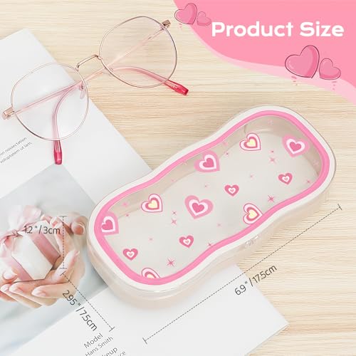 Image of MoKo Glasses Case Hard Shell, Cute Eyeglass Case for Reading Glasses, Clear Eyeglasses Case for Women Girls
