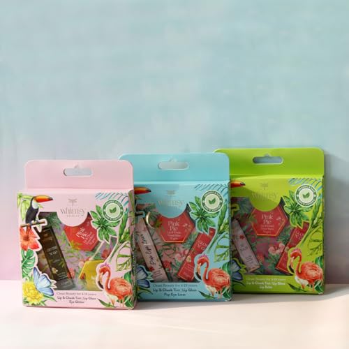 Image of Whimsy Beauty Organic & Safe Kids Makeup Kit | Safe, Non-Toxic Beauty Set for Girls | Includes Lip & Cheek Tint, Lightweight Lip Gloss & Water-Washable Eye Glitter | Birthday Gift (Pack of 3)