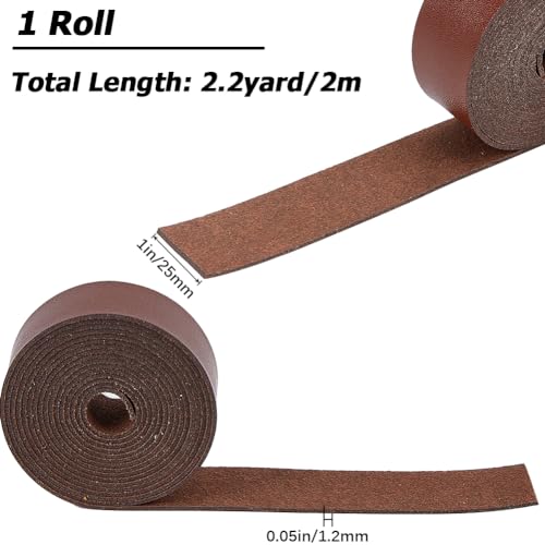 GORGECRAFT 25mm Wide Leather Strips 200cm Long Imitation Leather Strap 1.2mm Thick Flat Cord Lychee Grain Threads Rope for DIY Crafts Jewelry Making Belt Furniture Handles - Image 2