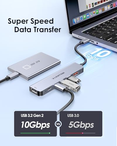 Hub USB C HDMI 4K@60Hz, PD 100W, 10Gbps Adattatore USB C USB 3.2 Gen 2, Docking Station per MacBook Pro 2025-2016, Nuovo Mac Air, iPhone 17 Plus Pro Max e Altro (CE37) - Hub USB - Immagine 2