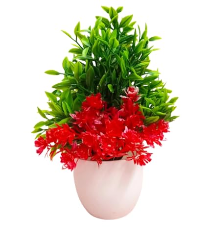 Image of Dekorly Artificial Potted Plants, Artificial Plastic Eucalyptus Plants Small Indoor Potted Houseplants, Small Faux Plants for Home Decor Bathroom Office Farmhouse (White-Roundpot)