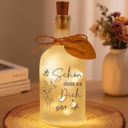 Linkax Geburtstagsgeschenk Geschenke für Frauen Freundin LED Flaschenlicht mit Spruch-Schön dass es Dich gibt Muttertagsgeschenk für Mama Dekolicht Dankeschön Geschenk Rituals Geschenkset