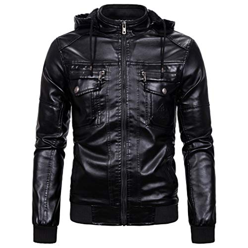Oversized Herren Zipper Lederjacke Biker Fleece Jacken Winddicht Wasserdicht Kapuzenjacke männer übergangsjacke Outdoorjacke Kölner Karneval Halloween