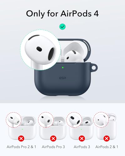 Image of ESR for AirPods 4 Case, Compatible with AirPods 4th Generation Case (2024) (USB-C), Magnetic Lid Lock, Full Drop Protection Cover, Cloud Soft Case, Navy Blue