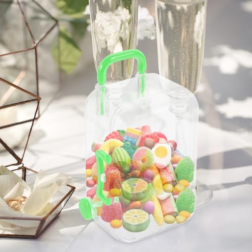 DECORNIJIA 12個 透明グリーンスーツケース形状収納ボックス 耐久性プラスチック製キャンディケース 結婚式やパーティーデザート用インタラク